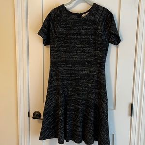 Black Loft Short-Sleeved Flounce-Bottom Dress